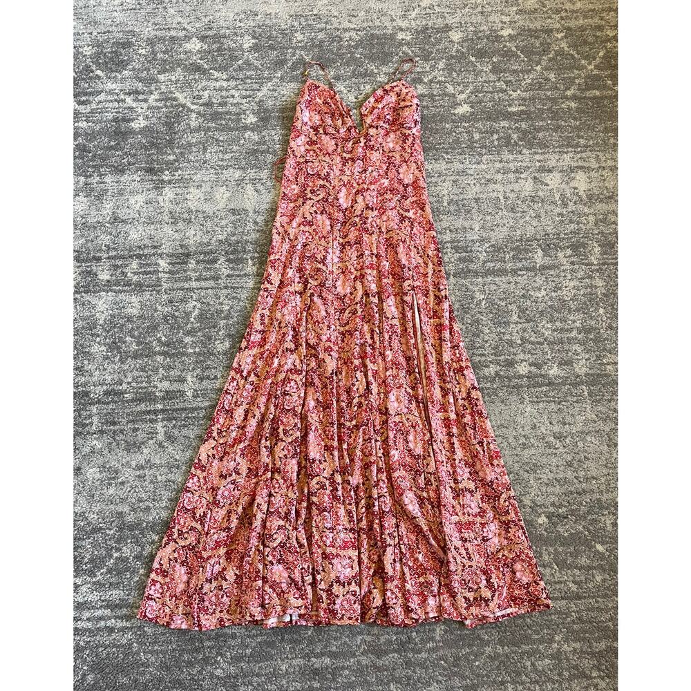Free People Women’s Size 2 Strap Dress Red Maxi Slit Summer NWT O5